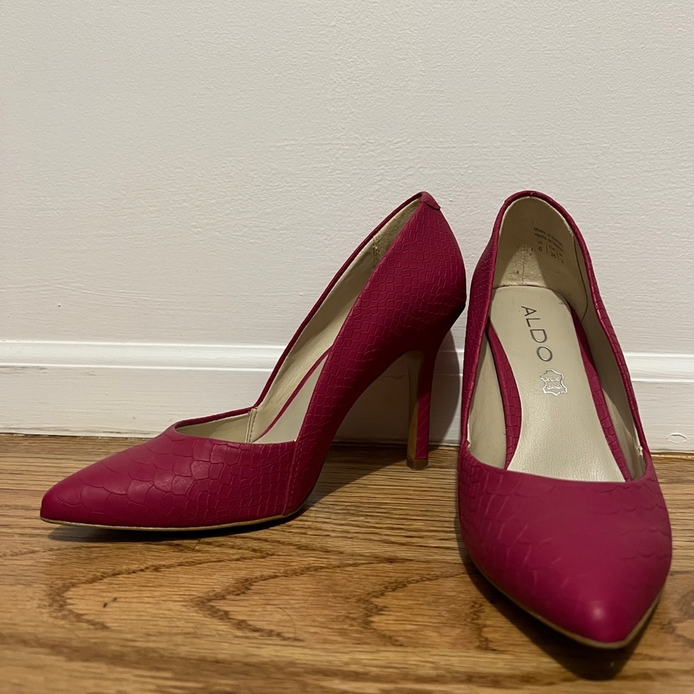 Pink crocodile heels